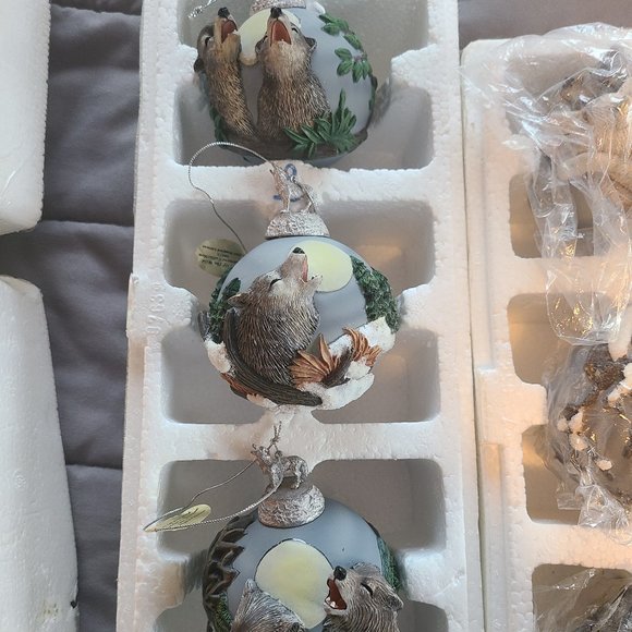 Vintage Bradford Edition Wolf Christmas Ornaments 1999 Eyes of the Wild - Picture 9 of 16